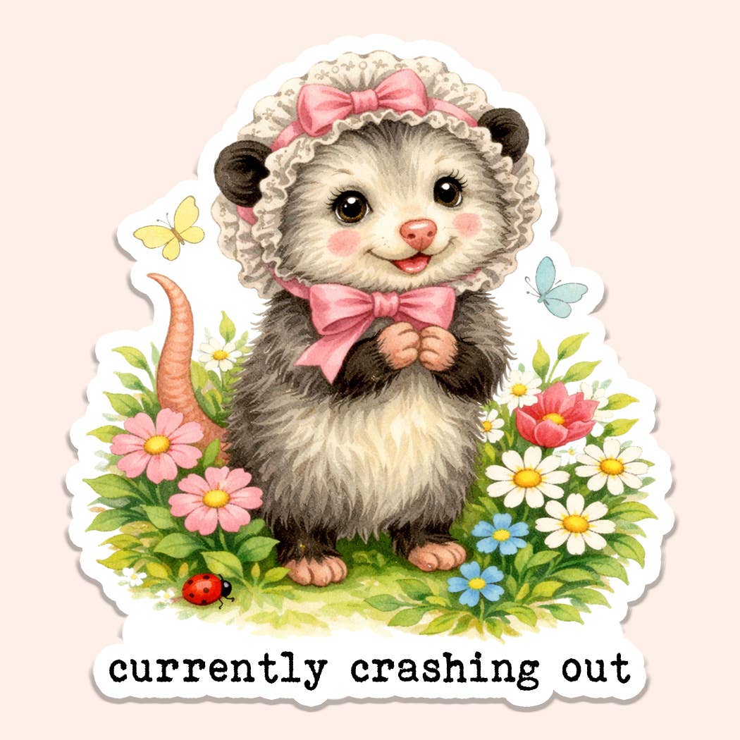 Crashing Out Sticker Decal, Funny Possum Sticker, Crash Out