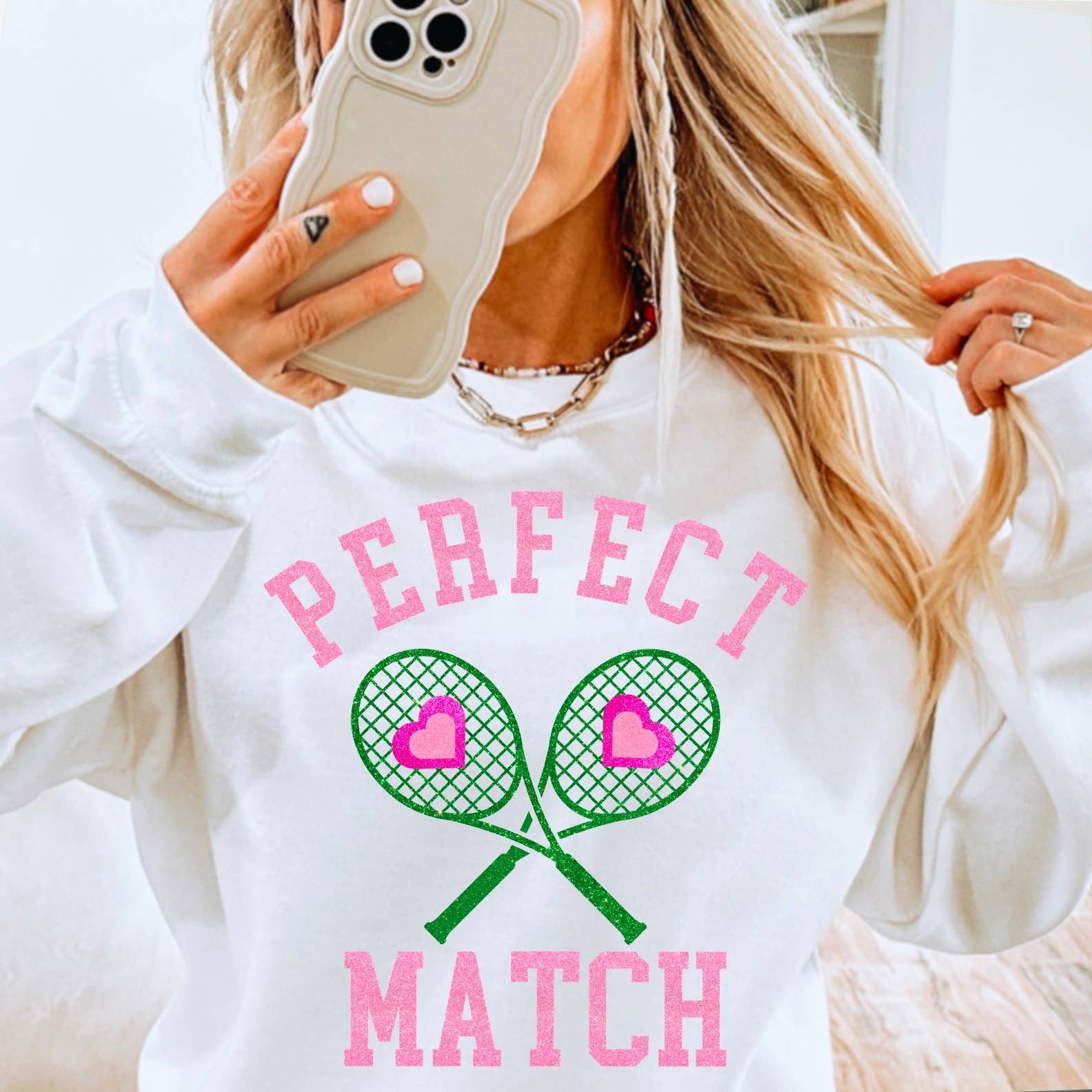 Perfect Match Valentine Graphic Crewneck Sweatshirt