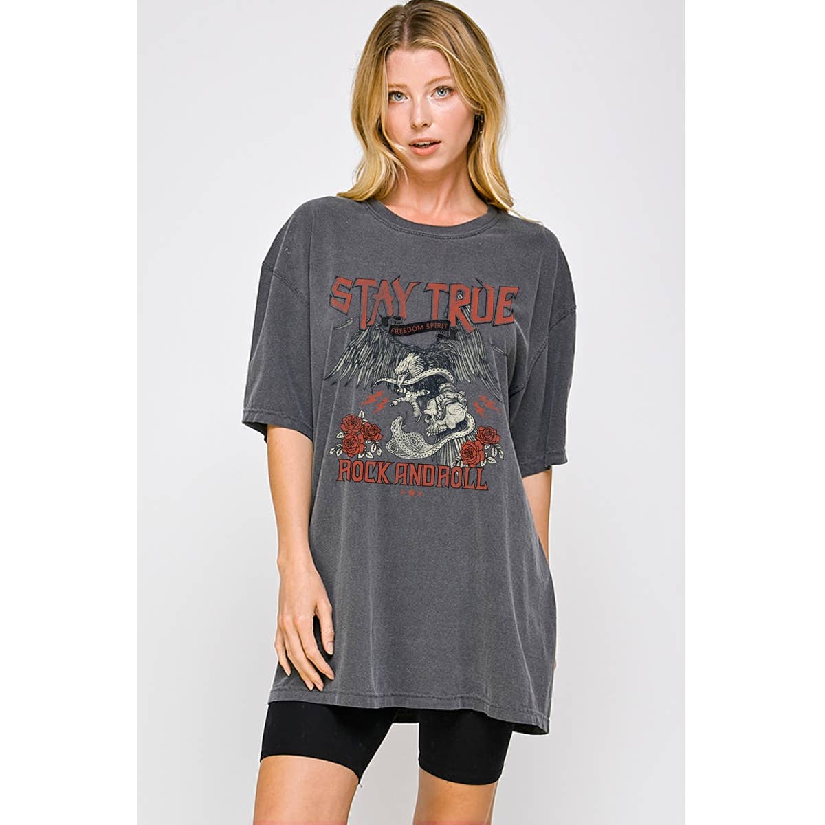 Rock and Roll Graphic Oversized Tee