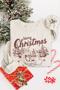 Merry Christmas Santa Graphic Brushed Sweatshirts