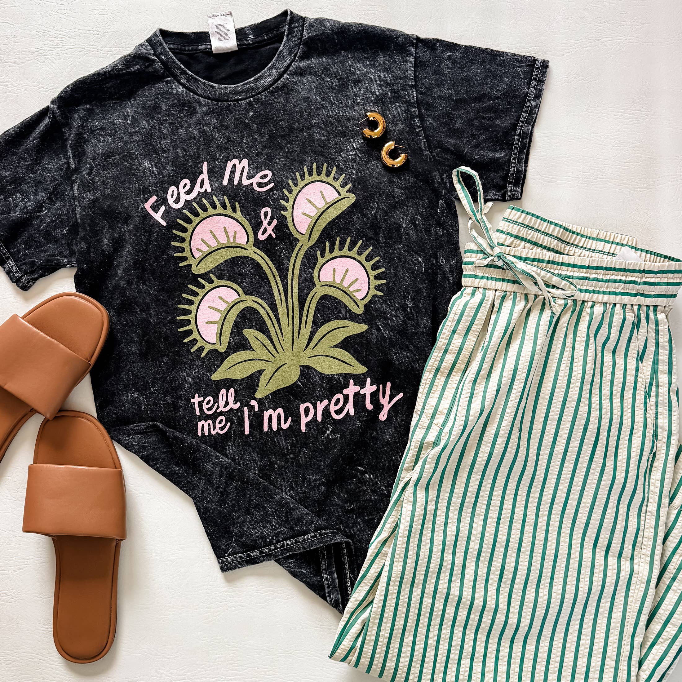 Funny Feed Me Tell Me I’M Pretty Graphic T Shirt, Plant Tee
