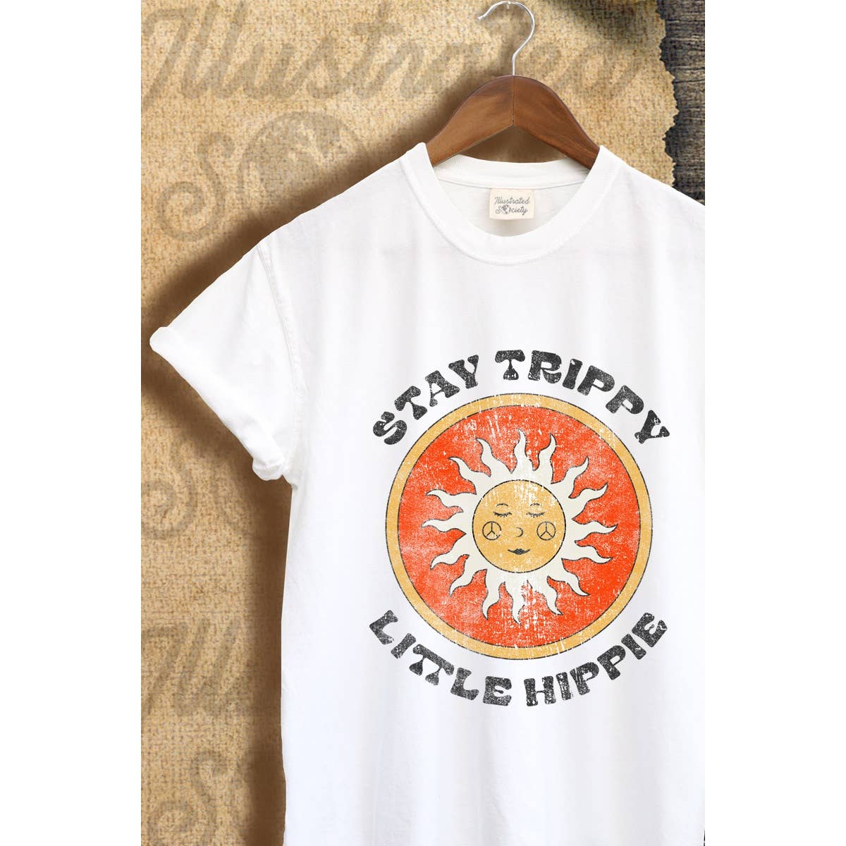 Stay Trippy Little Hippie Vintage Graphic  Tee