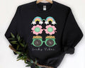 St Patricks Day - Lucky Vibes Gold Rainbow Sweatshirt
