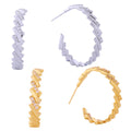 14K Dipped Linked Bars Cz Hoop Post Earrings