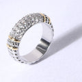 Multi-Row Two Tone Cz Stone Paved Ring