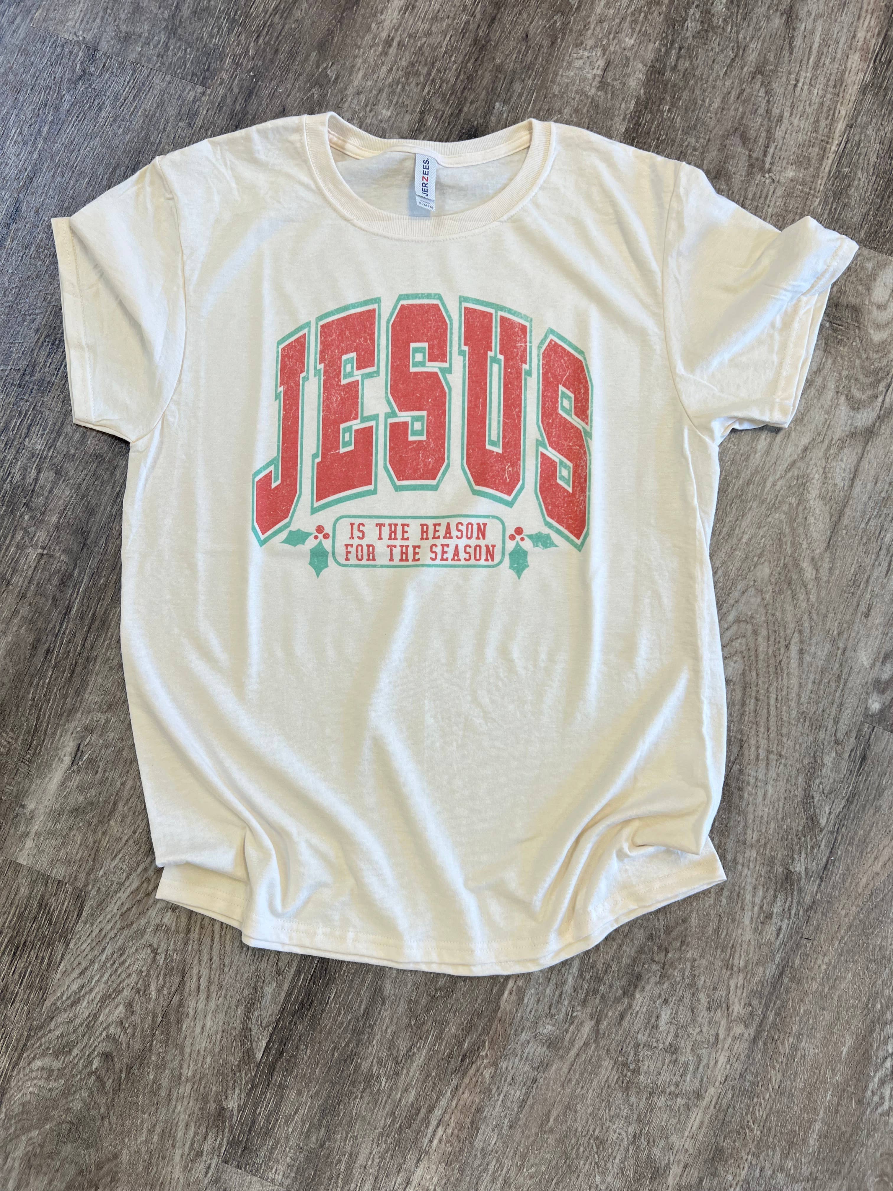 Jesus Is the Reason For the Season (with Holly) On Cream Tee