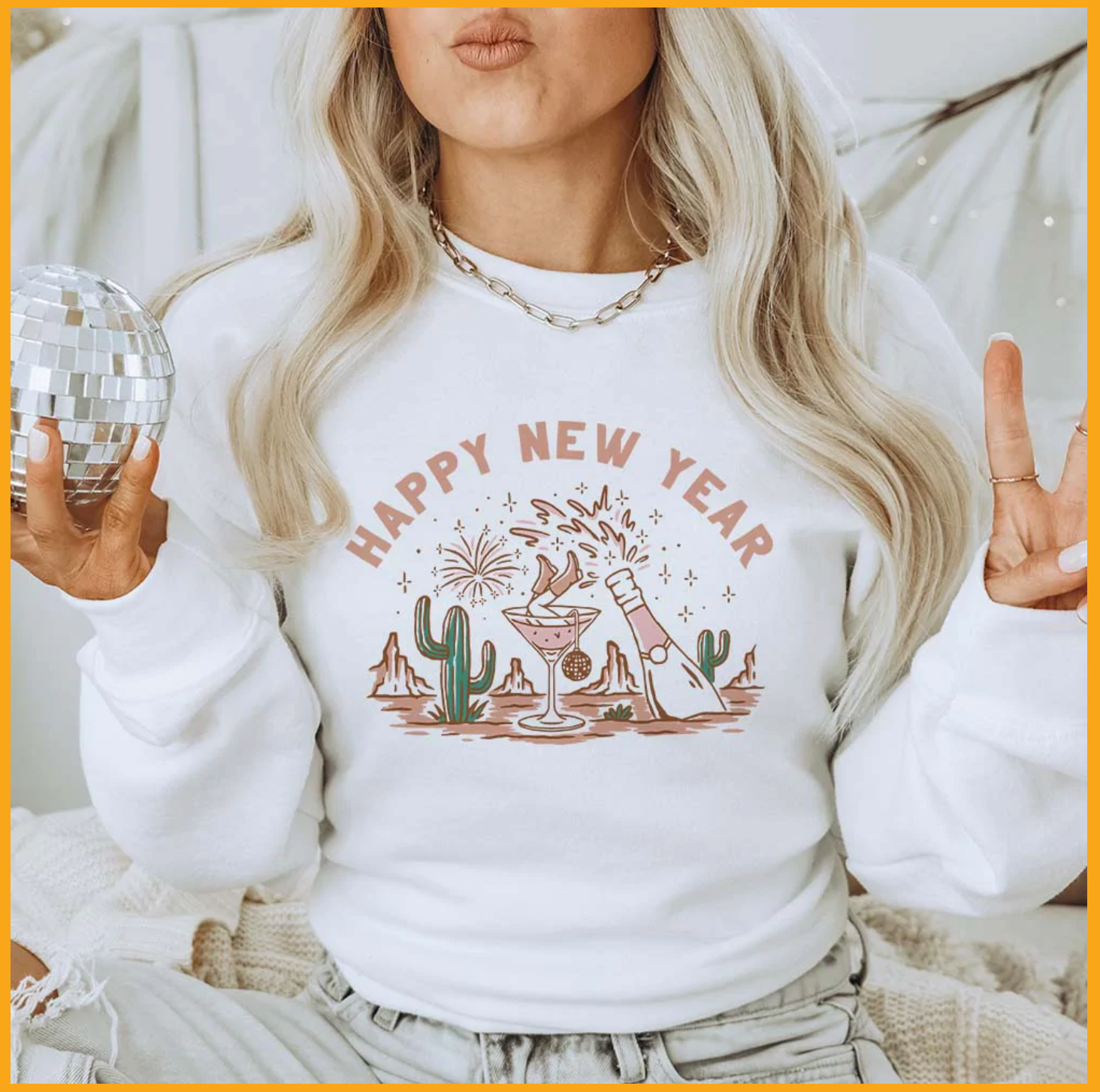 Happy New Year Western Graphic Sweatshirt