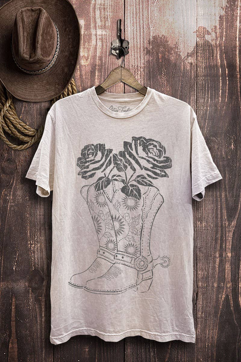 Boots Roses Graphic Top