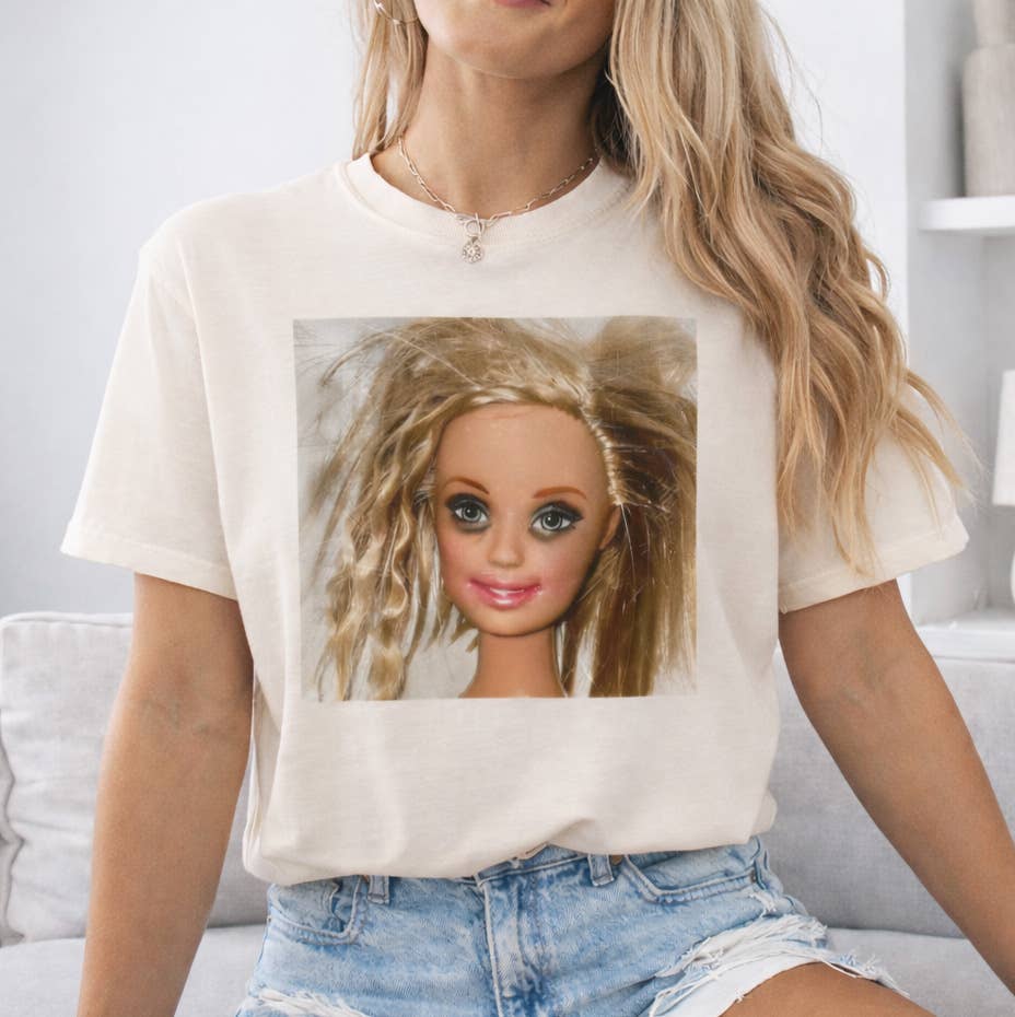 Funny Messy Hair Doll Graphic Tee, Funny Graphic Shirt