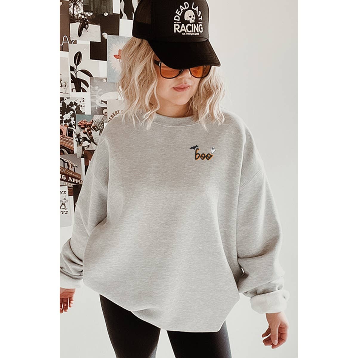Boo Embroidery Vintage Graphic Sweatshirts