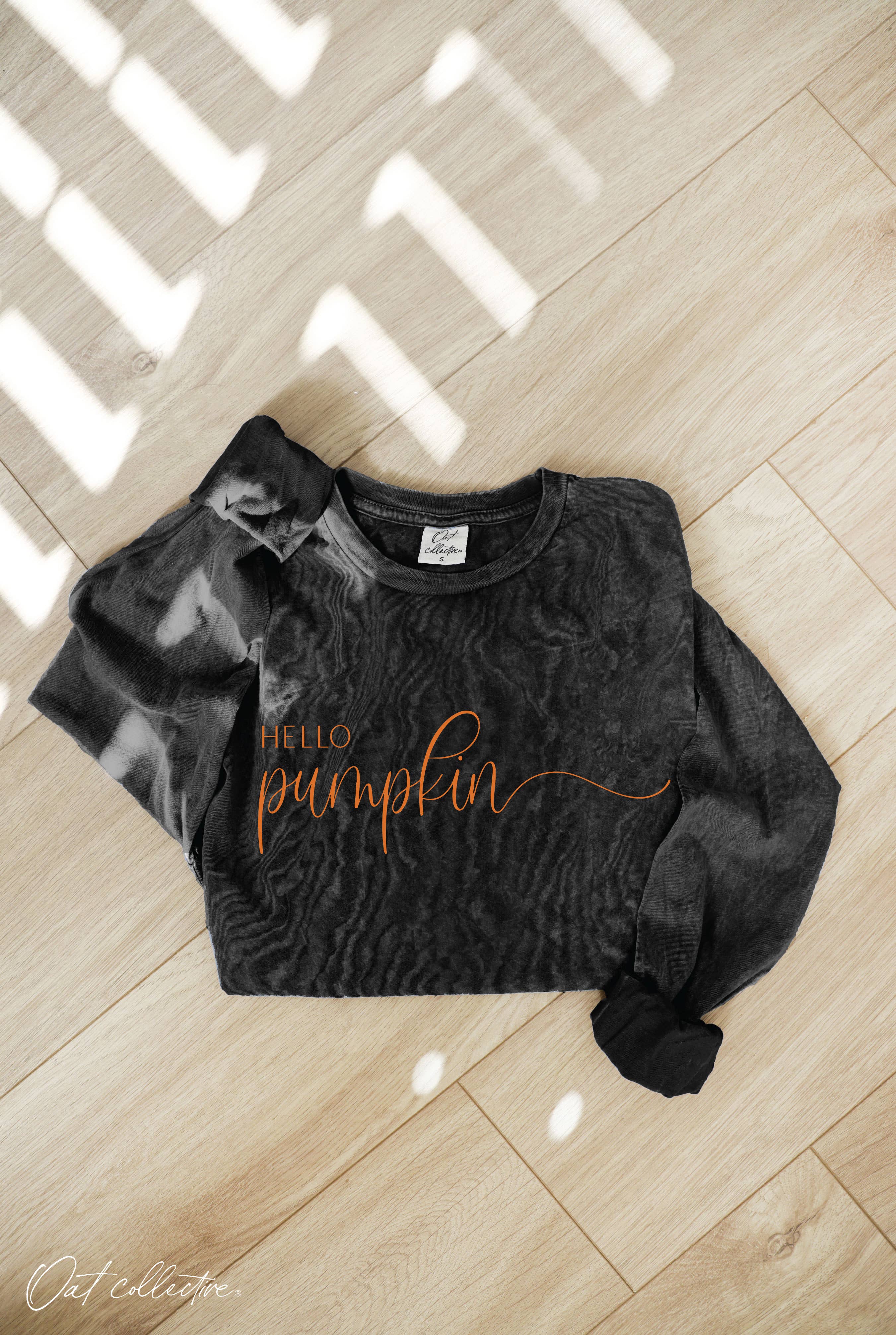 Hello Pumpkin Mineral Washed Long Sleeve Graphic