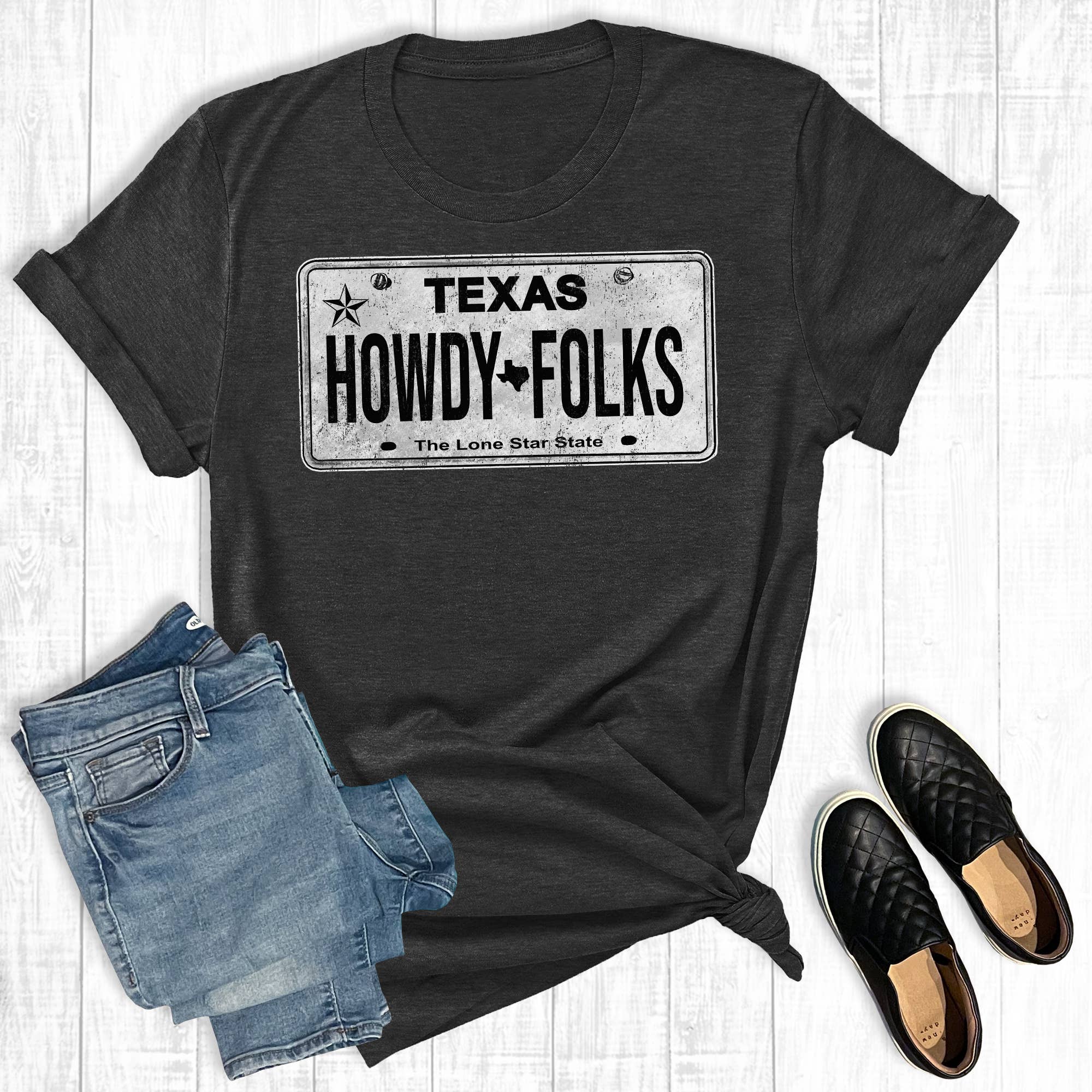 Howdy Folks Texas License Plate Graphic Tee