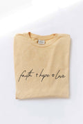 Faith Hope Love  Mineral Washed Graphic Top