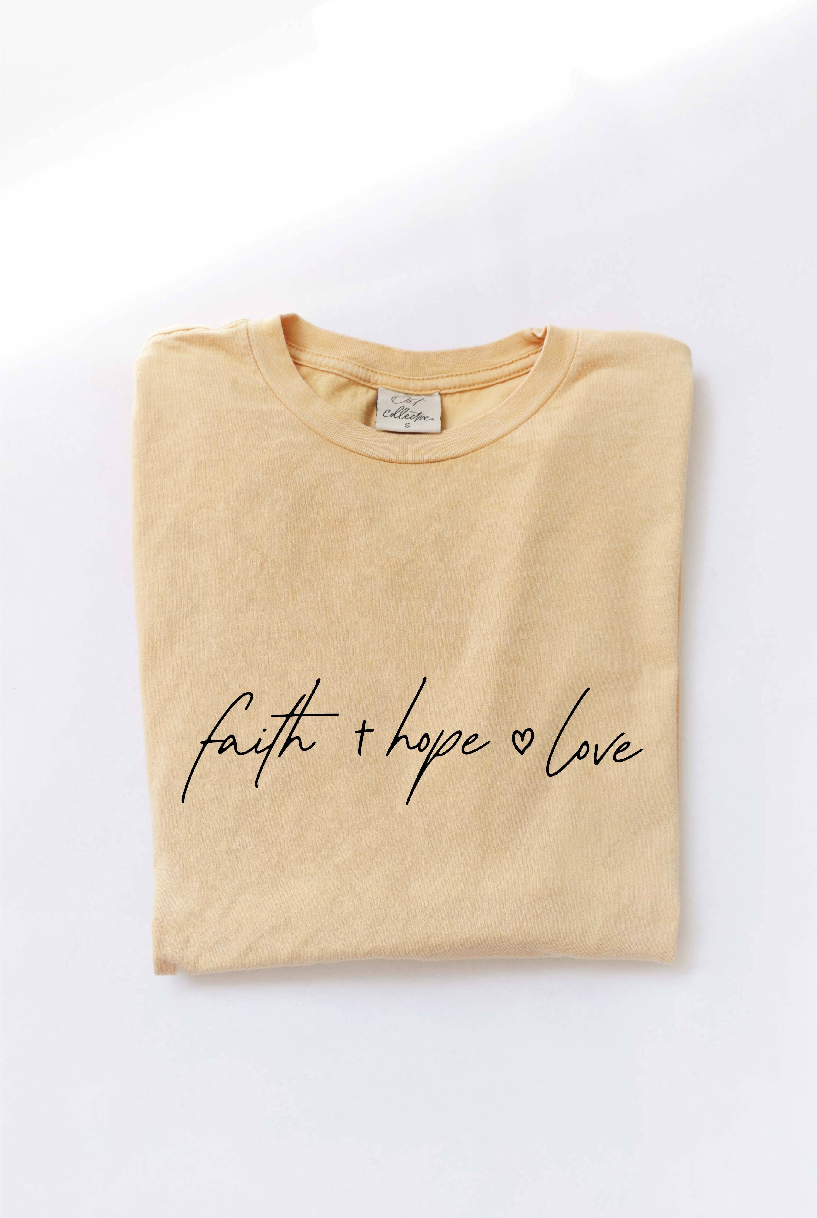 Faith Hope Love  Mineral Washed Graphic Top