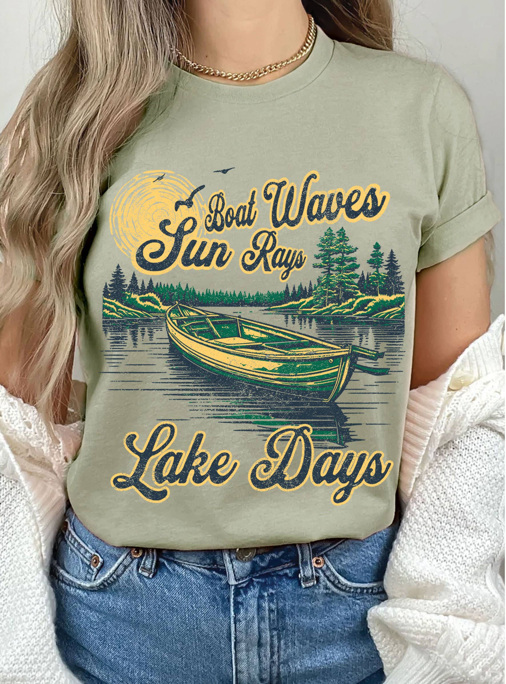 Boat Waves, Sun Rays, Lake Days Tees - Relaxed Fit
