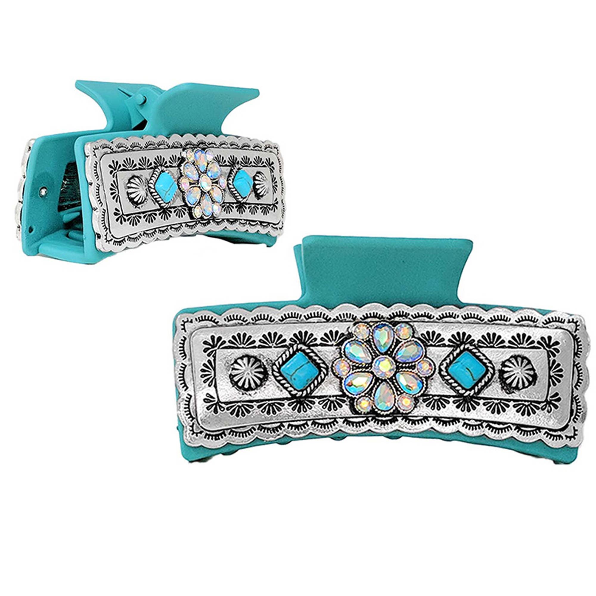 Western Semi Stone W/Ab Stone Hair Claw