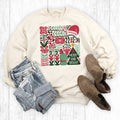 Retro Floral Merry and Bright Christmas Graphic Sweatshirt