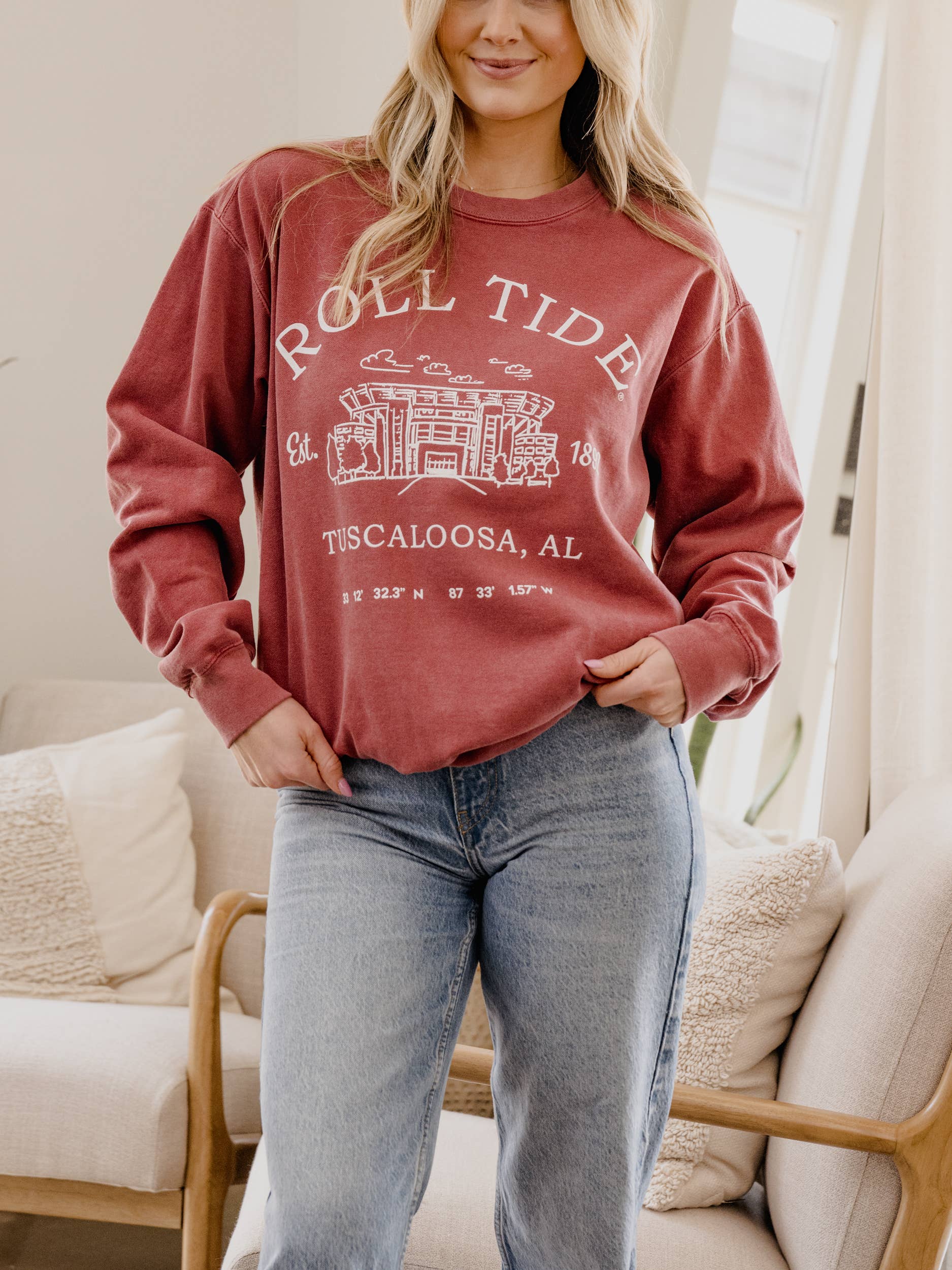 Bama Crimson Tide Stadium Coordinates Crimson Cc Sweatshirt