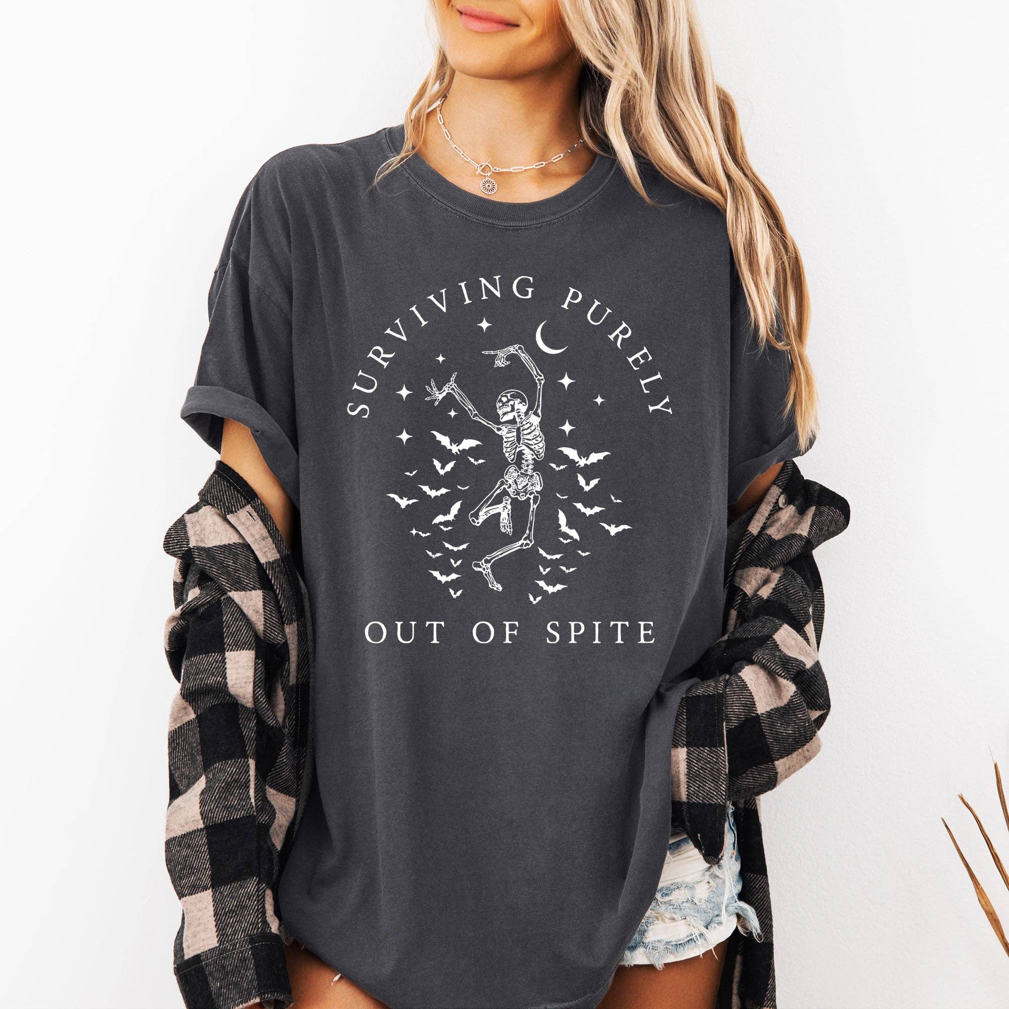 Surviving Purely Out of Spite, Skeleton Bats Halloween Shirt