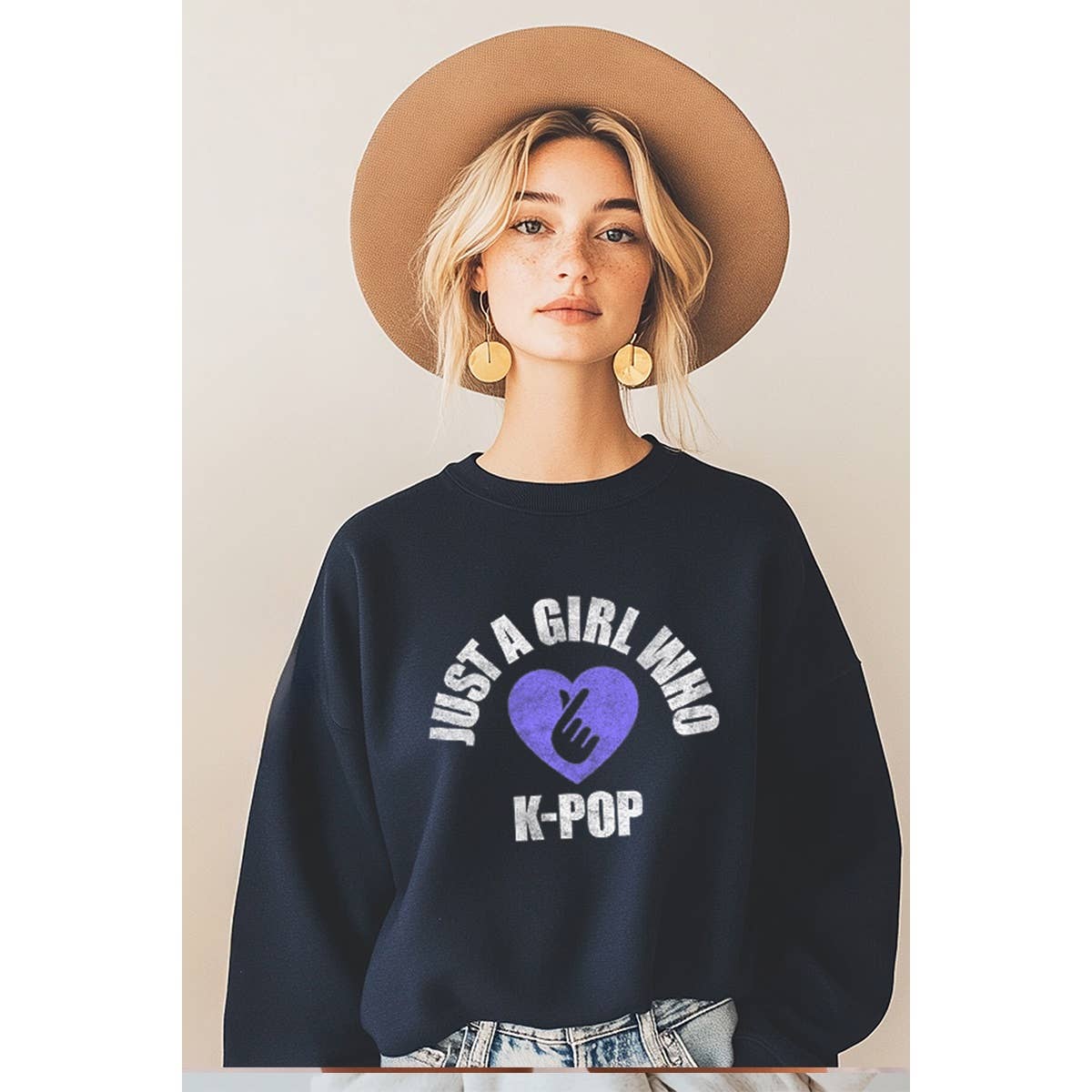 Just A Girl Who Love Kpop Vintage Graphic  Sweatshirts