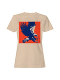 Bold Blue Eagle On Red Canvas Women's T-Shirt