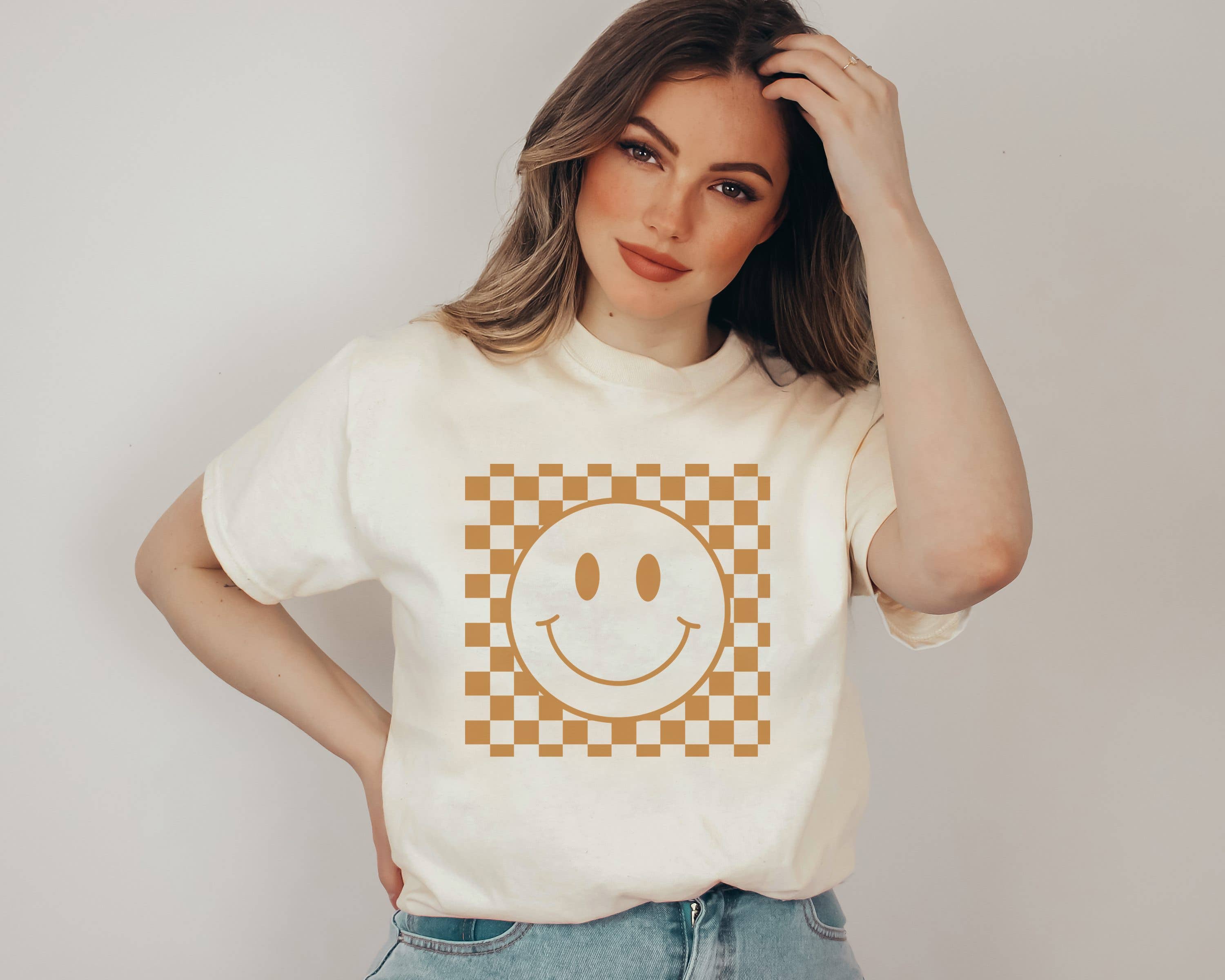 Camel Checker Happy Face Fall Holiday Graphic Tees