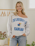 Ku Jayhawks Vintage Sport Ash Gray Flashdance Sweatshirt