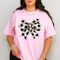 Faux Yarn Black & White Soccer Bow Tee
