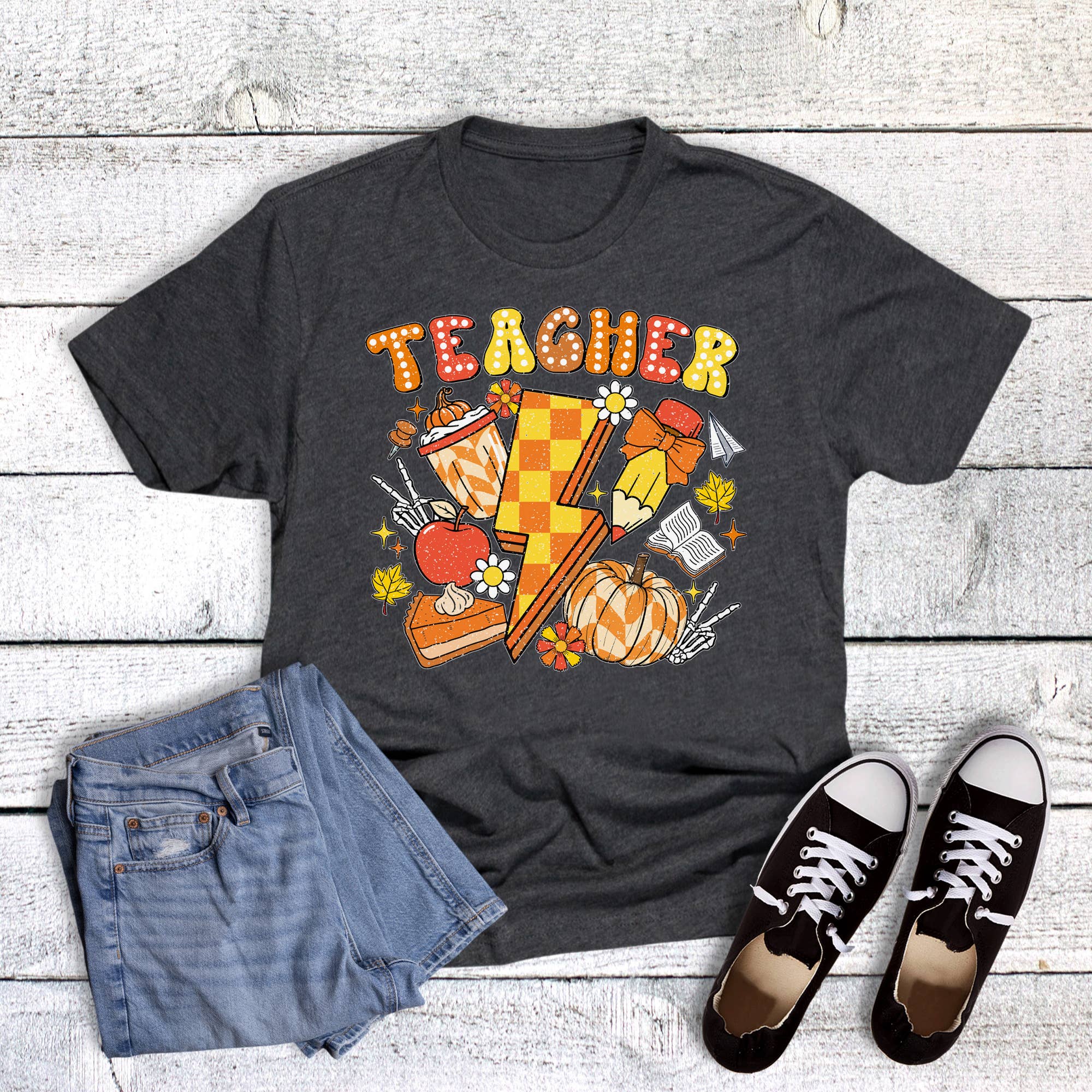 Fall Teacher Lightning Bolt Graphic Tee