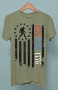 Patriotic 1776 Bigfoot Flag Shirt - Heather Military Green
