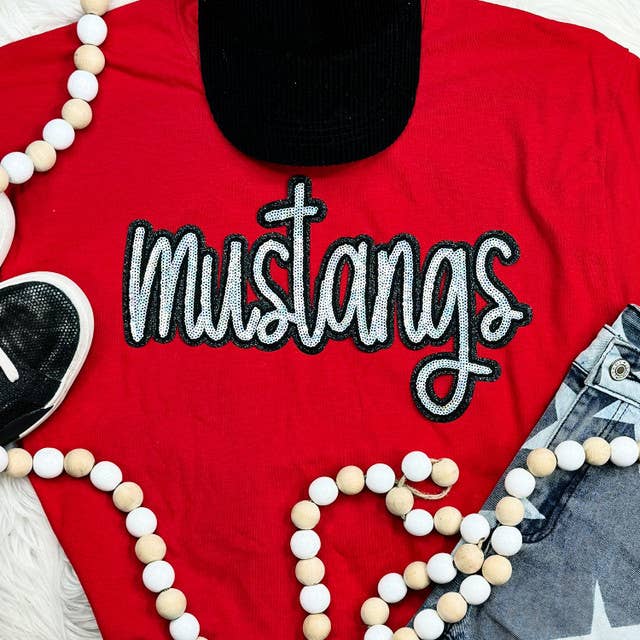 Mustangs Sequin Patch Red Everyday Tee