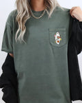 Cute Floral Ghost, Halloween Pocket Tee