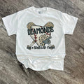 Diamonds Are A Girls Best Friend (Baseball) On White Tee