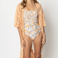 Pastel Floral Lace Kimono with Front Tie