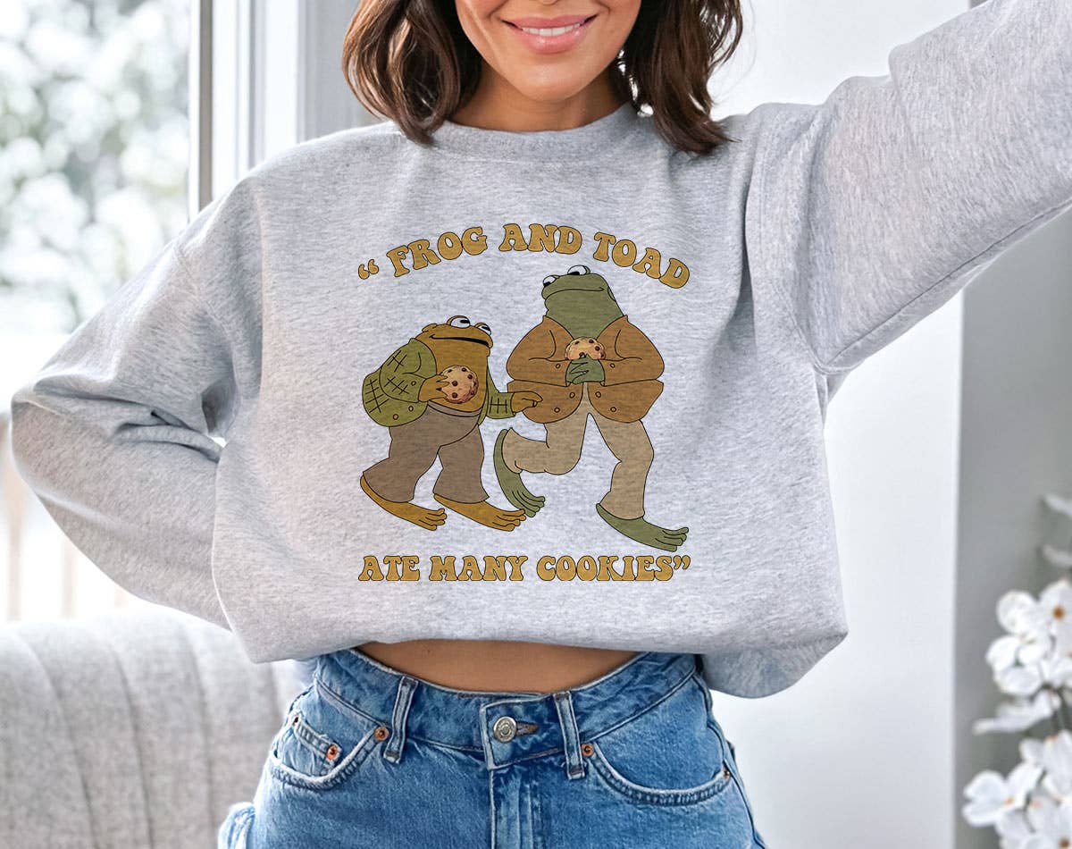 Frog & Toad Ate Cookies - Cottagecore Meme Book Sweatshirt