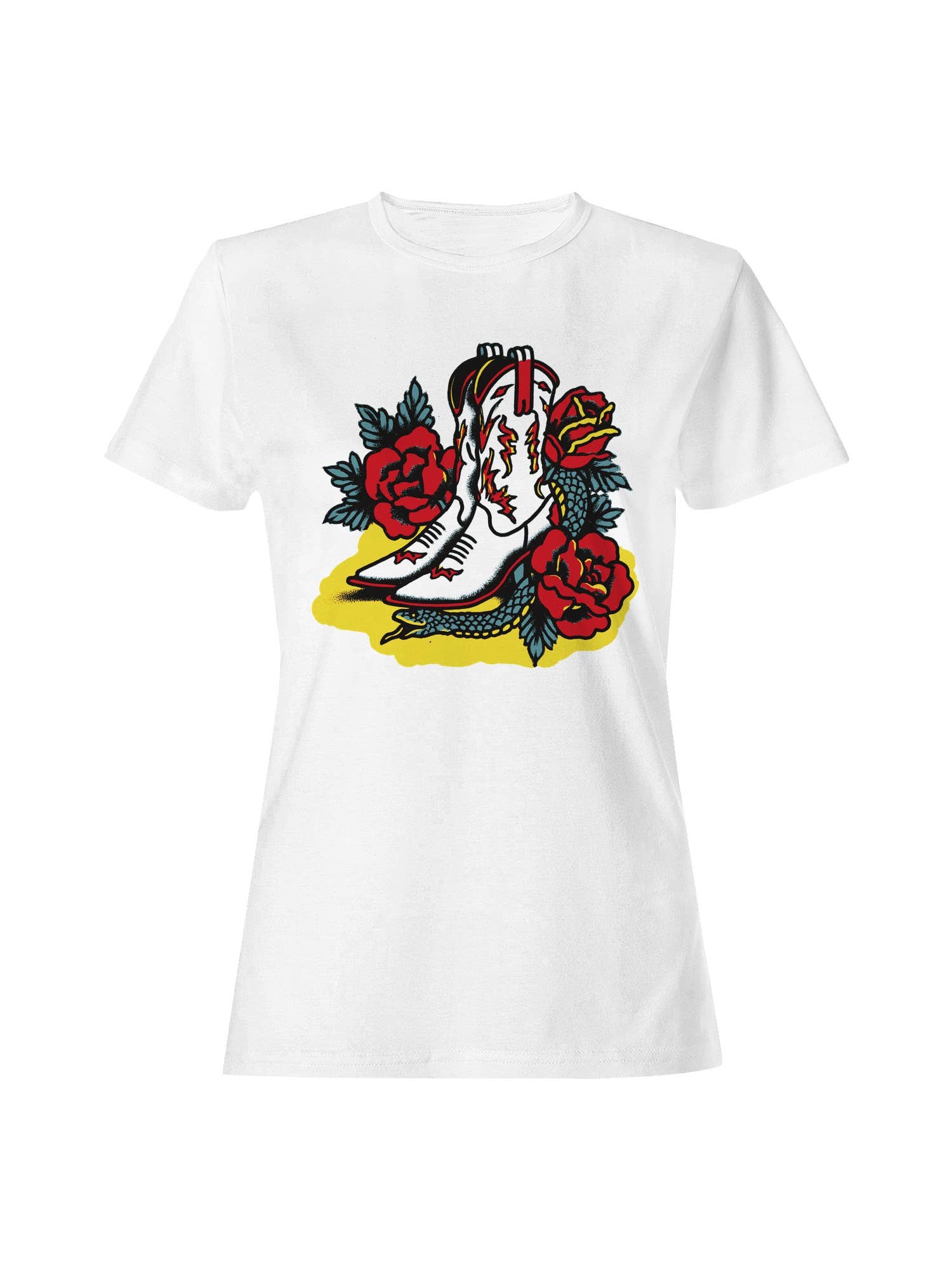 Western Boots with Roses Art Women's T-Shirt
