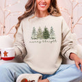 Merry and Bright Christmas Trees Santa Snowflakes Sweatshirt