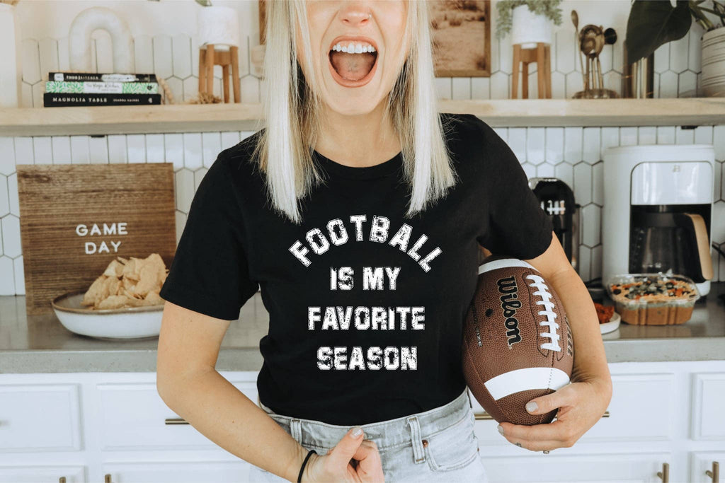 Football Is My Favorite Season Black Gameday Graphic Tee