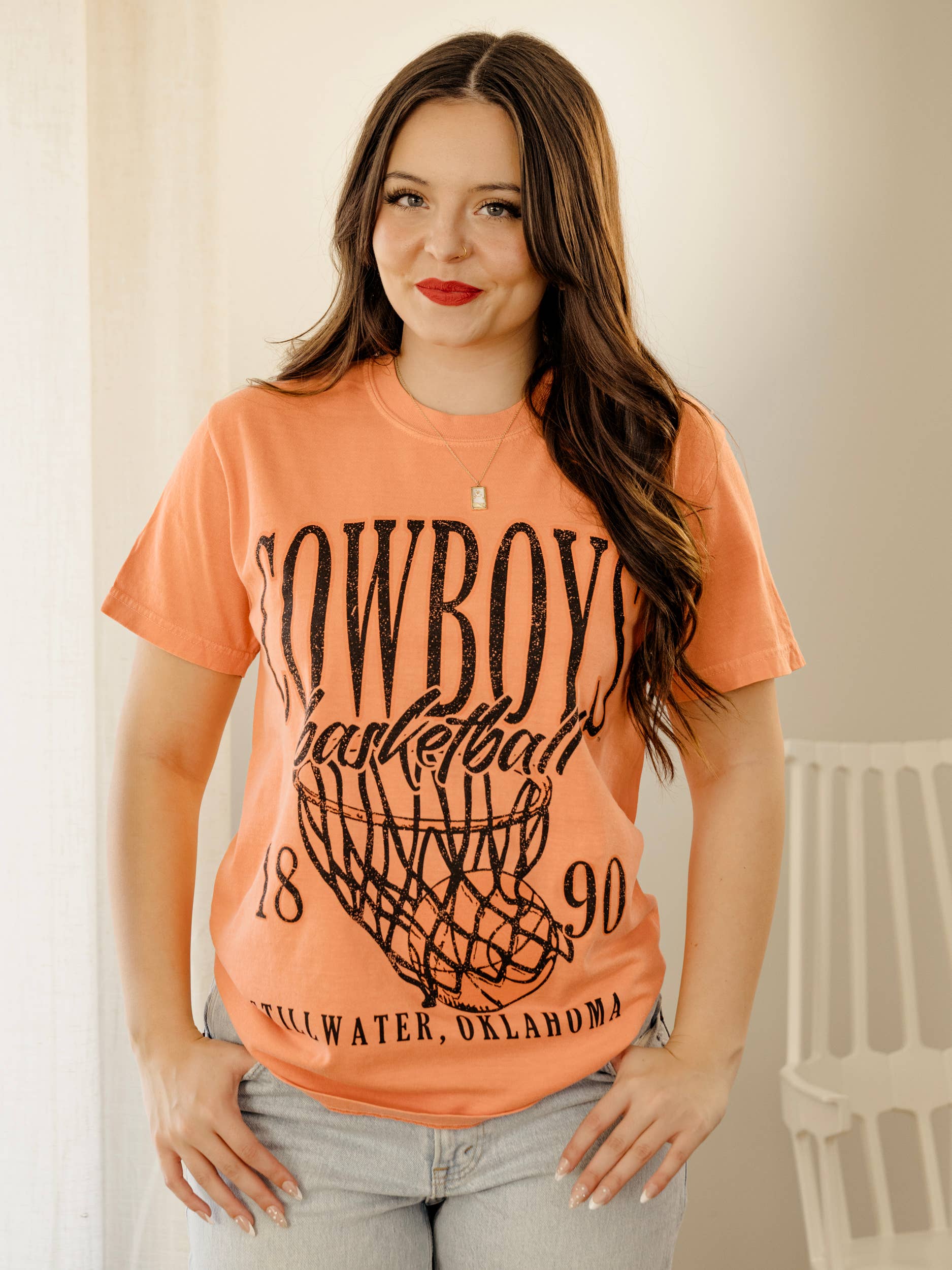 Osu Cowboys Big Basketball Orange Comfort Colors Tee