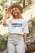 Nashville Tennessee Music City Mineral Washed Graphic Top