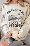 Support Your Local Famers Graphic Brushed Sweatshirts