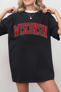Wisconsin Puff Print Oversized Graphic Tshirts