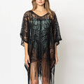 Lace Poncho with Fringe