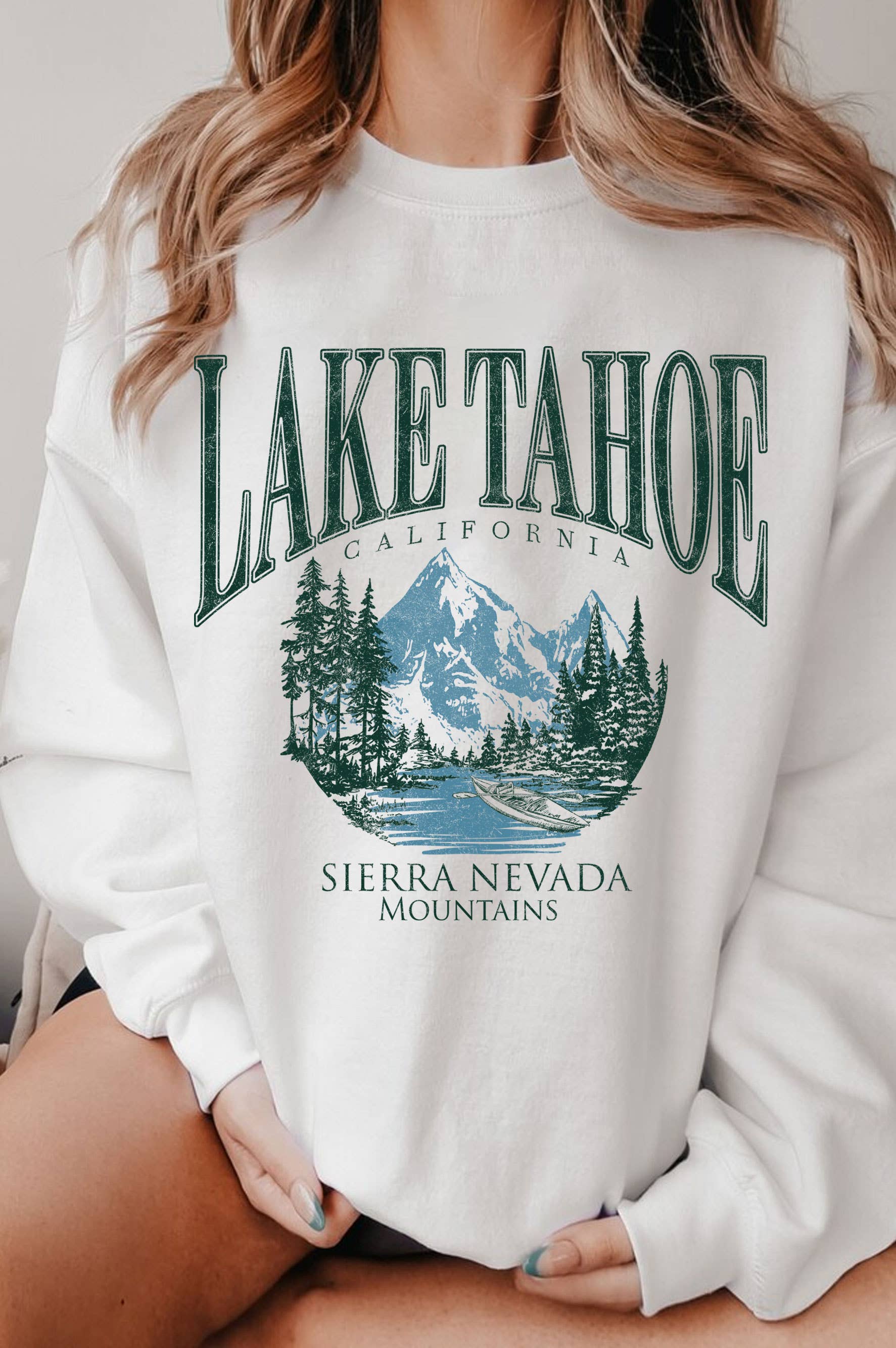 Lake Tahoe California Graphic Brushed Sweatshirts