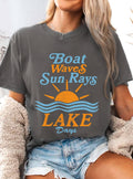 Boat Wave Sun Rays Lake Days Graphic Tshirts