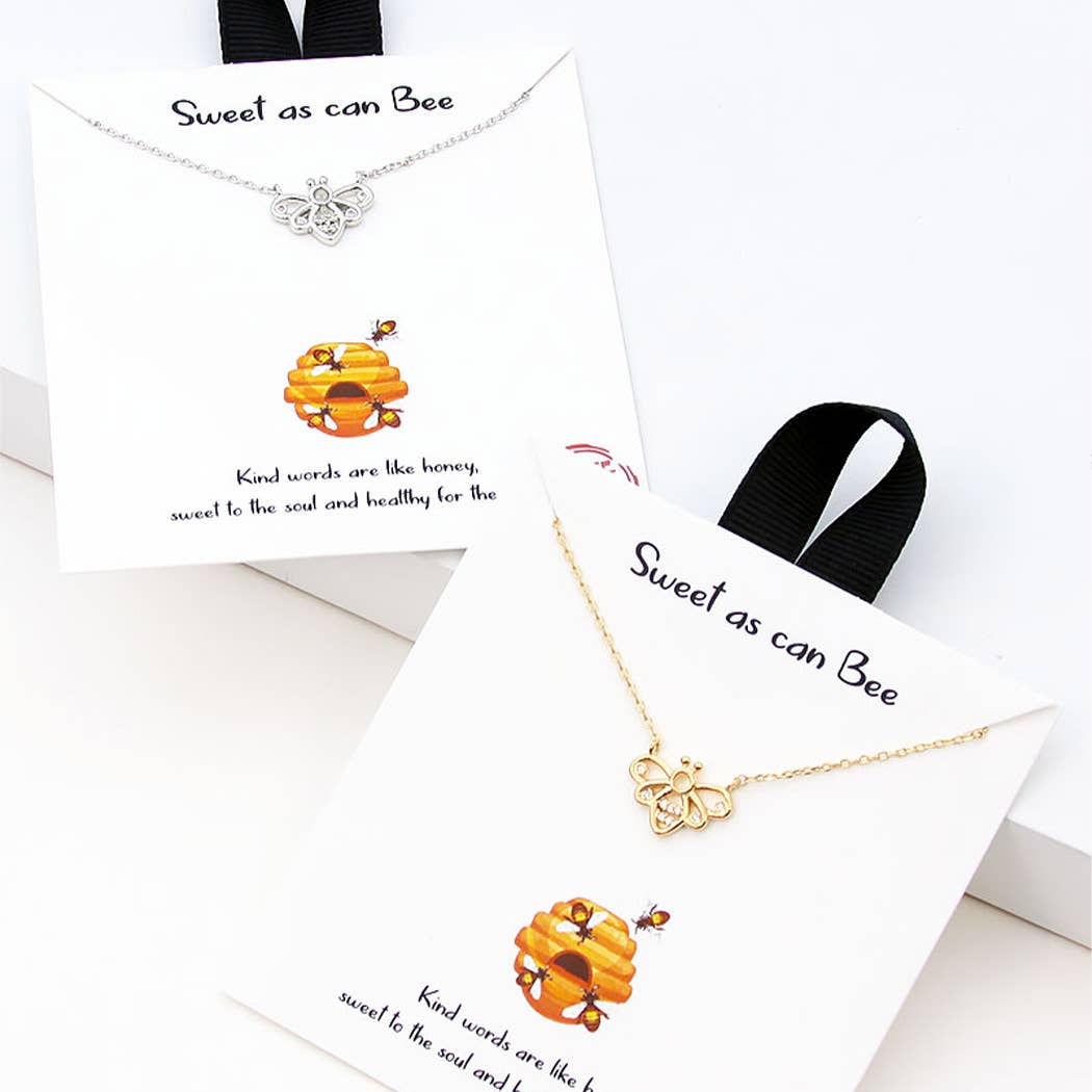 Cz Gold-Dipped Bee Pendant Necklace