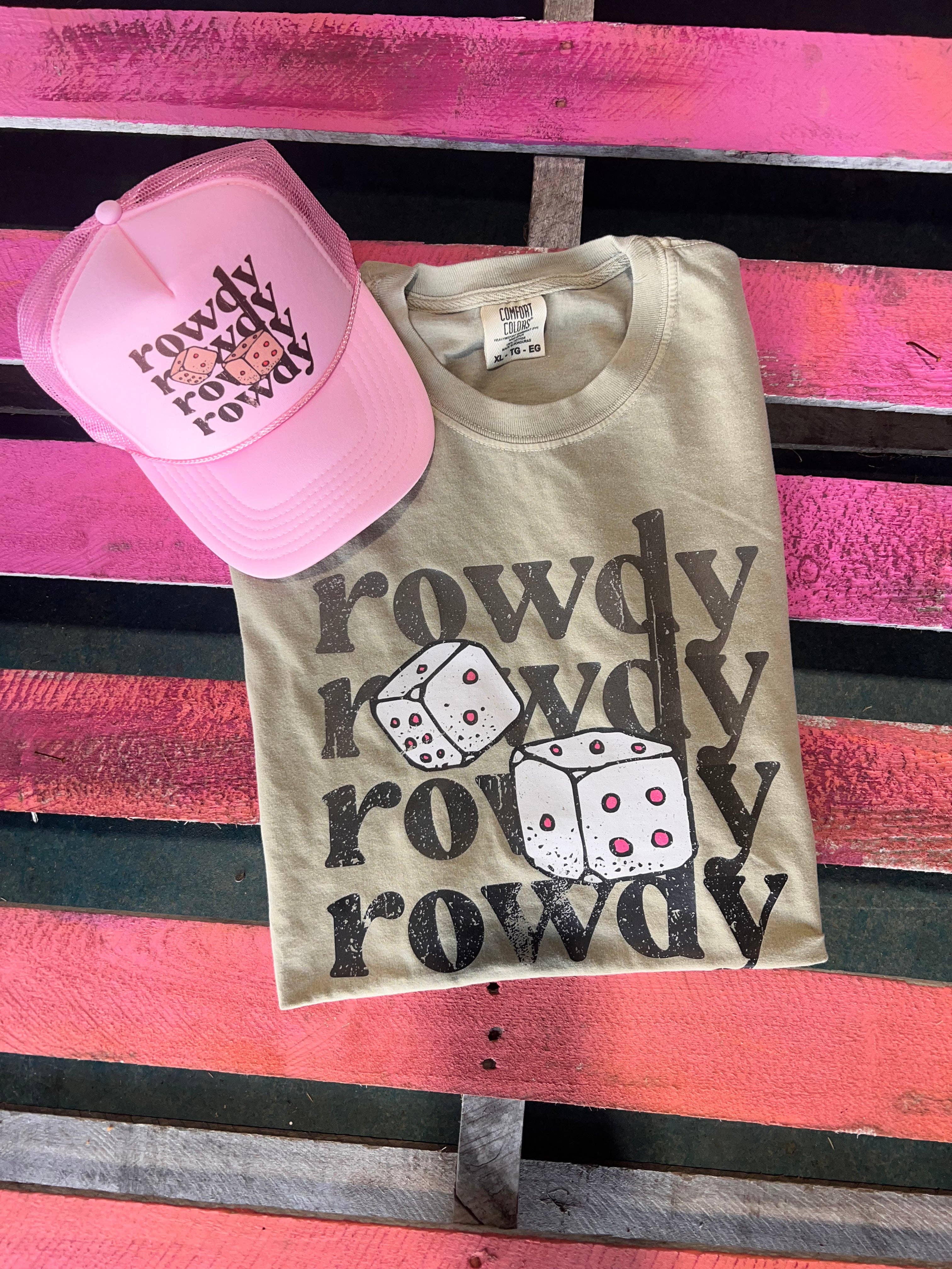 Rowdy with Dice Comfort Color Tee - Khaki