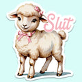 Slut Sticker Decal, Funny Sticker Decal, Cute Vintage Lamb