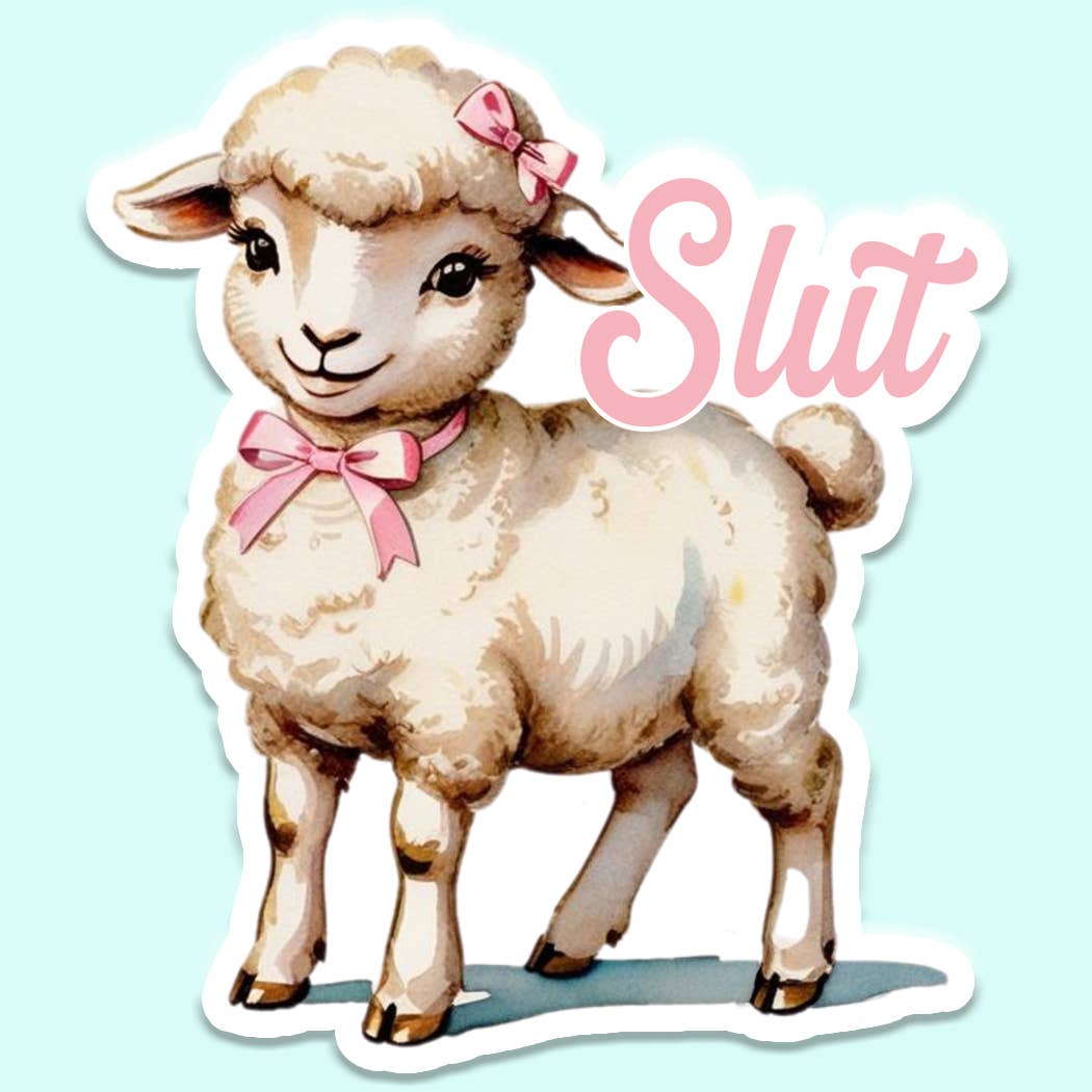 Slut Sticker Decal, Funny Sticker Decal, Cute Vintage Lamb