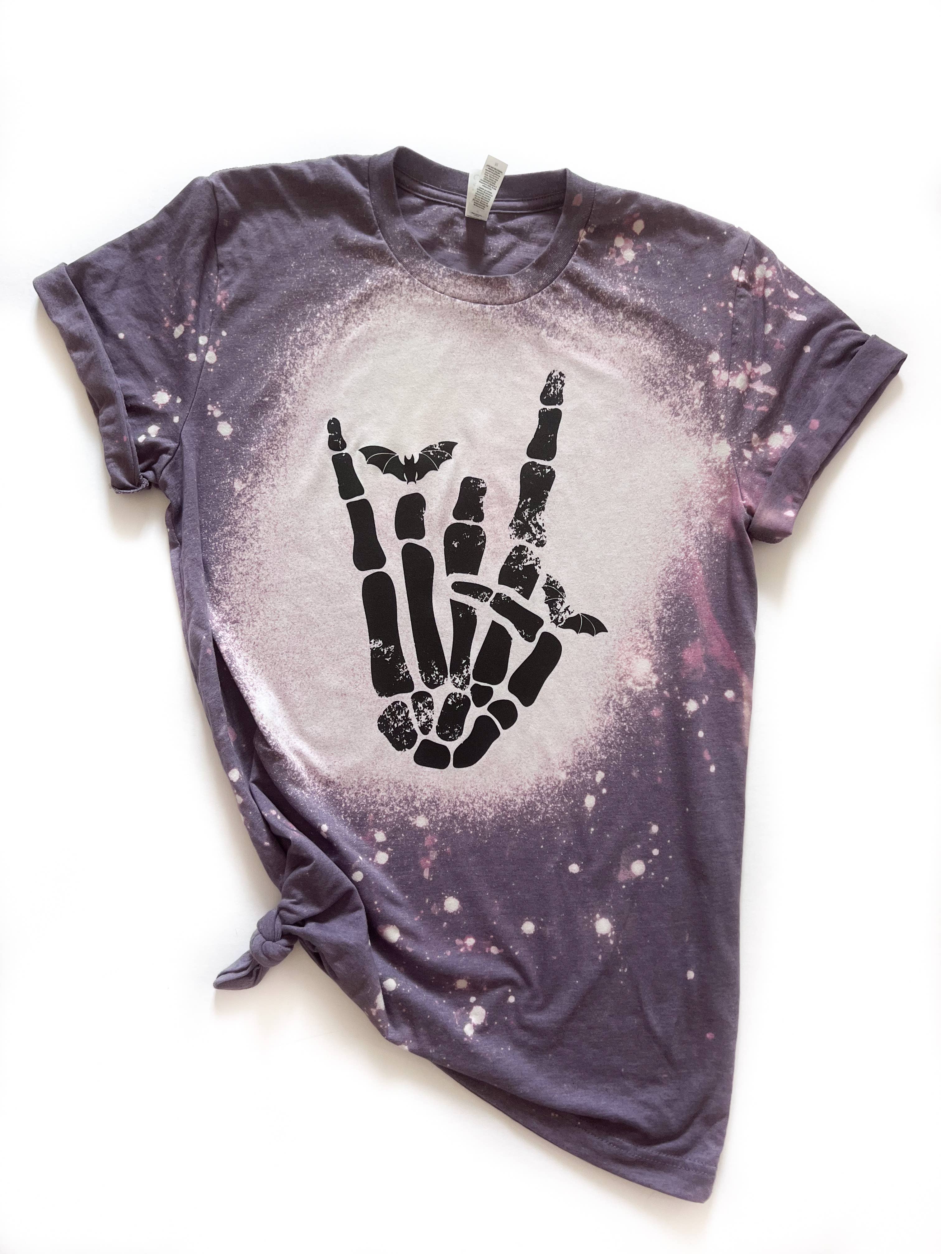 Rocker Bat Halloween Bleached Tee